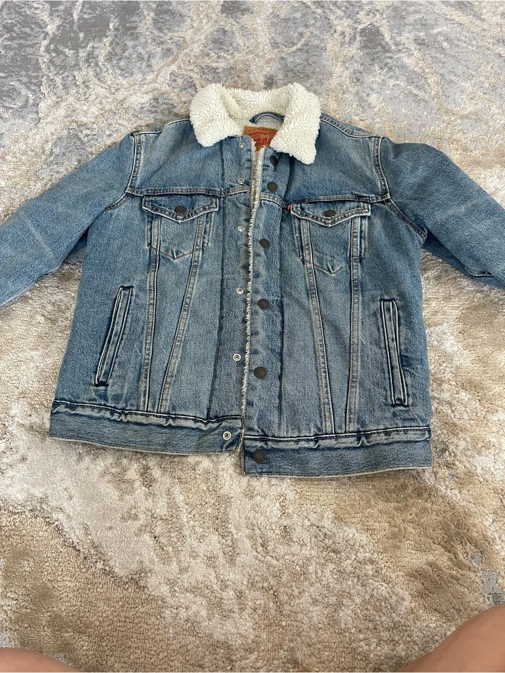 Levi's Light Blue Denim Sherpa Jacket with Cream Collar